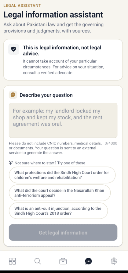 Wakalat app: legal information assistant