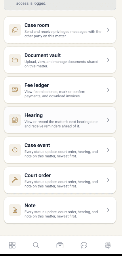 Wakalat app: case room, documents, fees and hearings